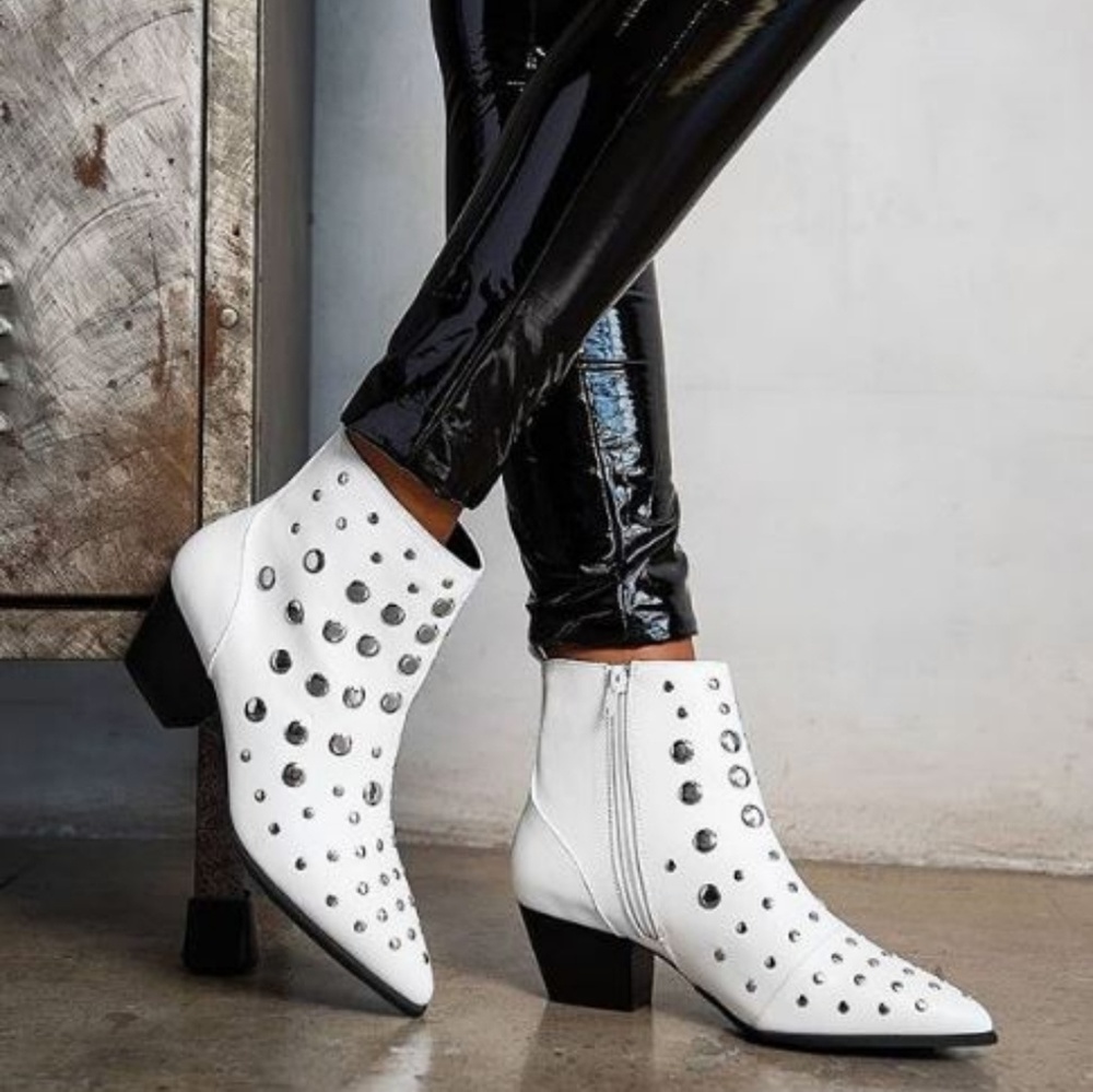 White Studded Booties